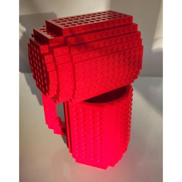 Think Geek Red Build On Brick Mug Tea Coffee Cup BlockBrick Set of 2 - Picture 6 of 9